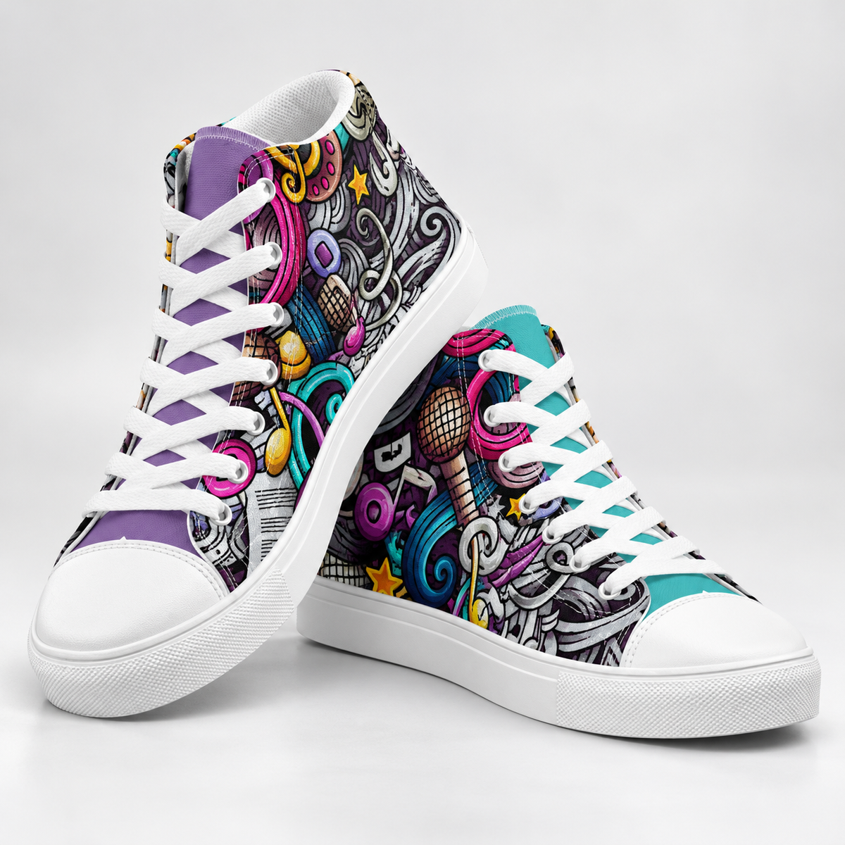 Rhythmic Vibes High Top Women's Canvas Sneakers