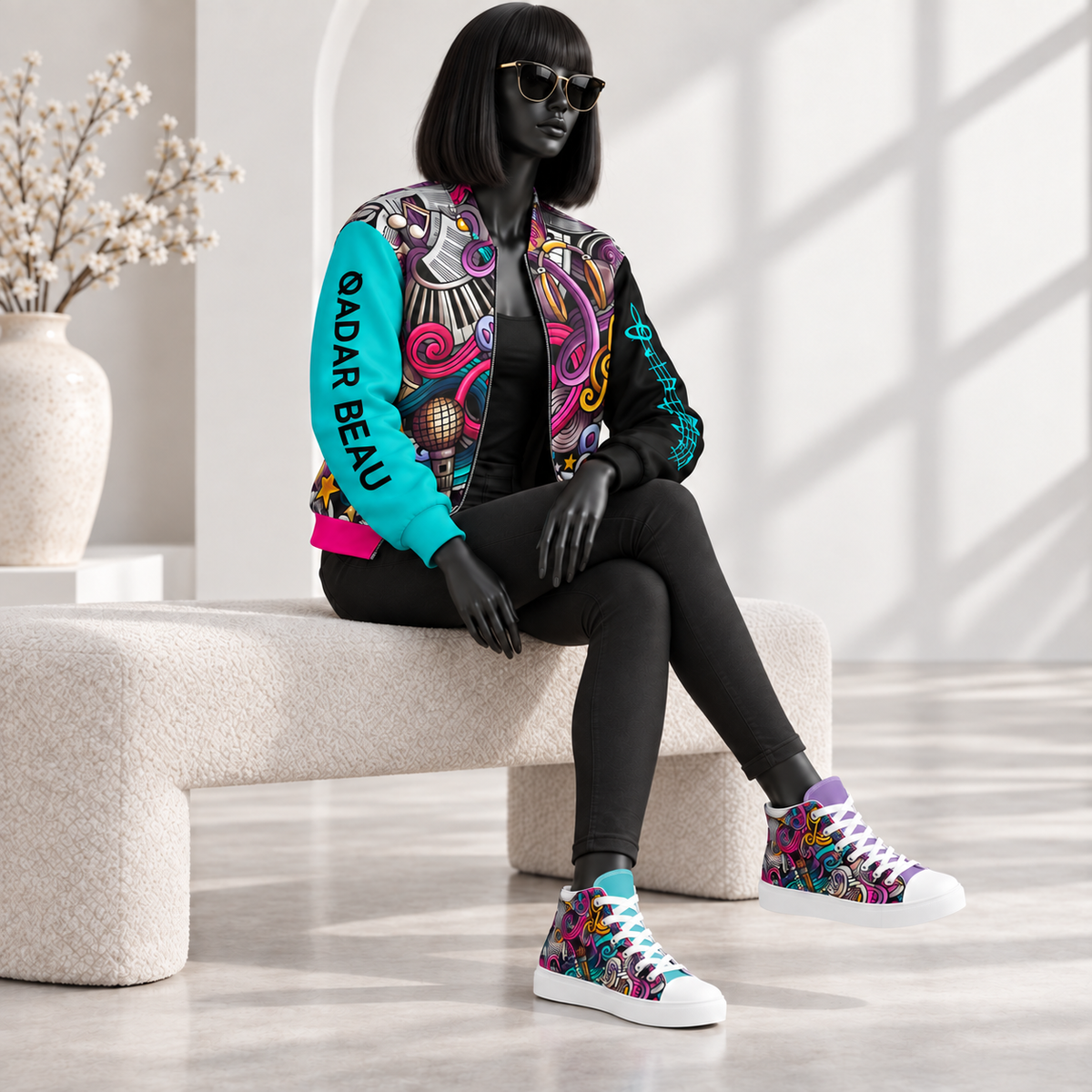 Rhythmic Vibes Women's Lightweight Bomber Jacket