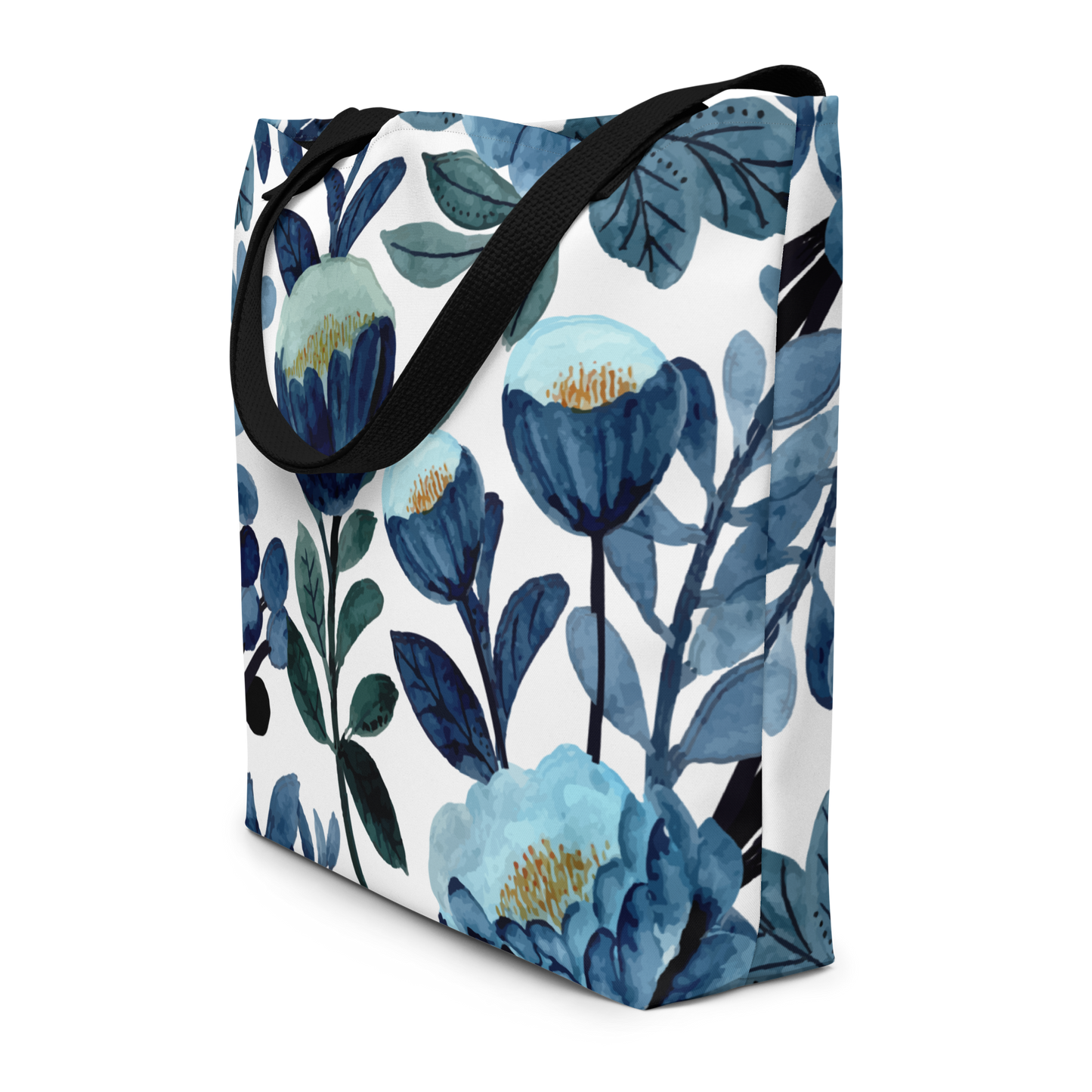Blu Hue Large Floral Tote Bag
