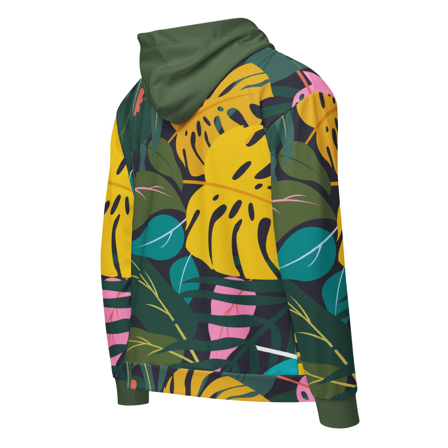 Drawstring Jungle Zip Hoodie with Pockets