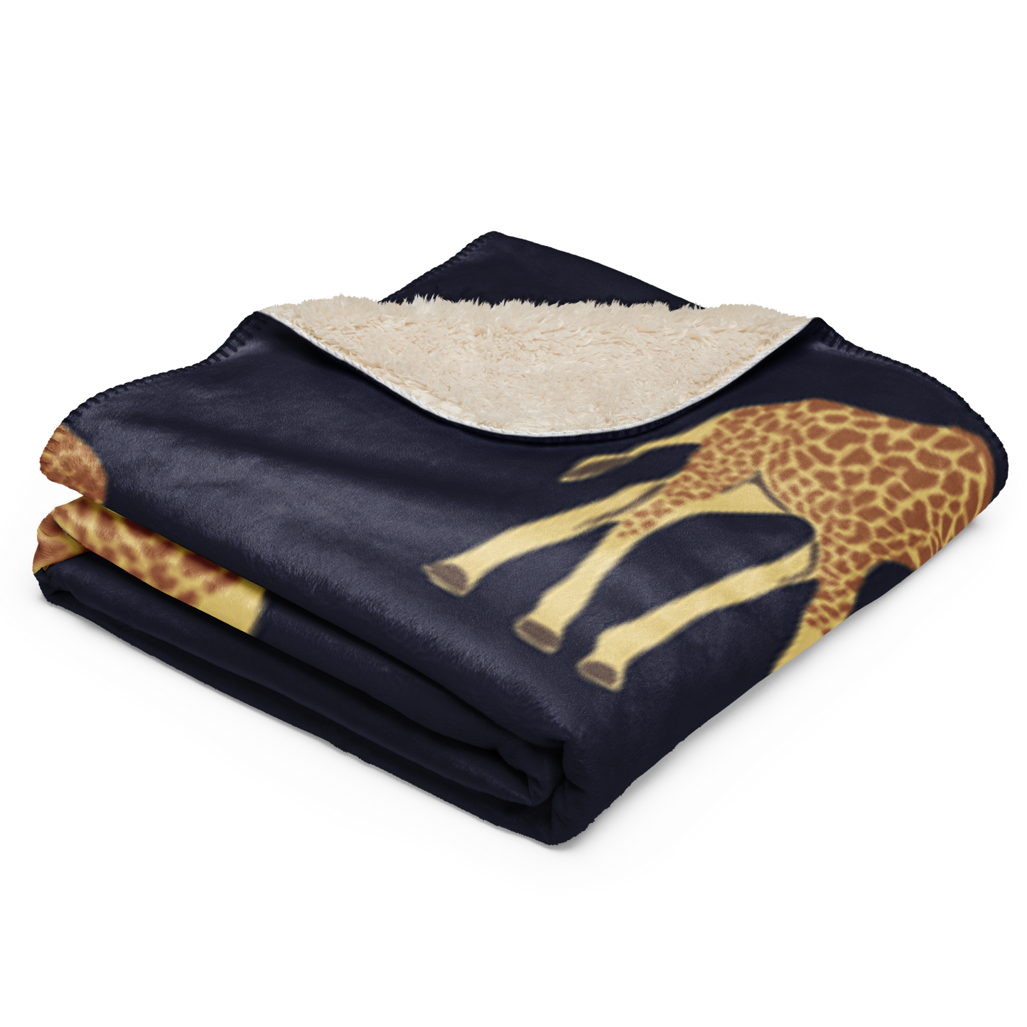 Midnight Blue Giraffe Sherpa Blanket 37″×57″