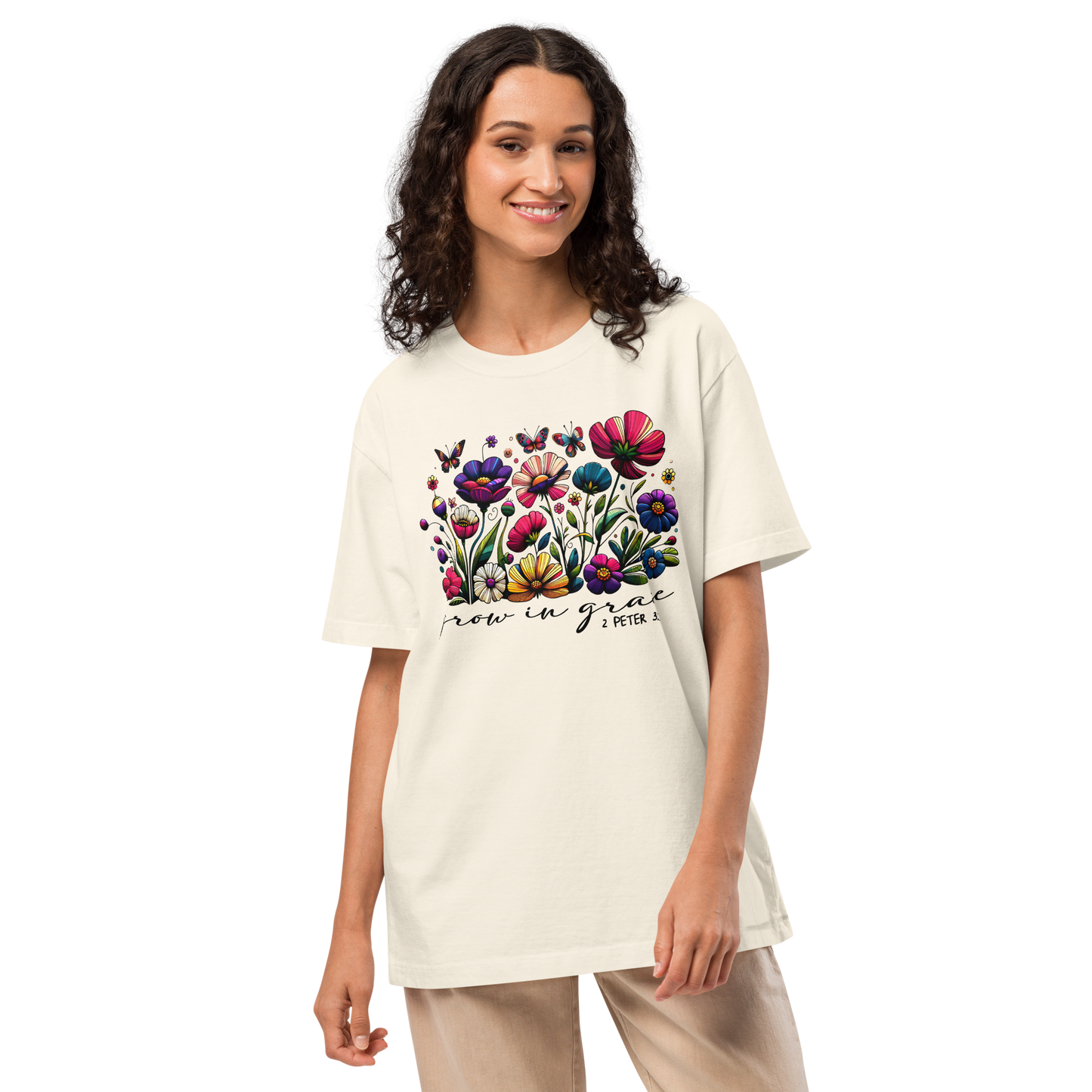 'Grow In Grace' Inspirational Women's Oversized T-shirt