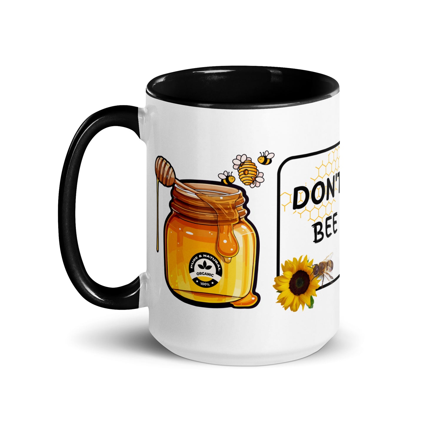 15 Oz Bee Mug with Black Interior Color