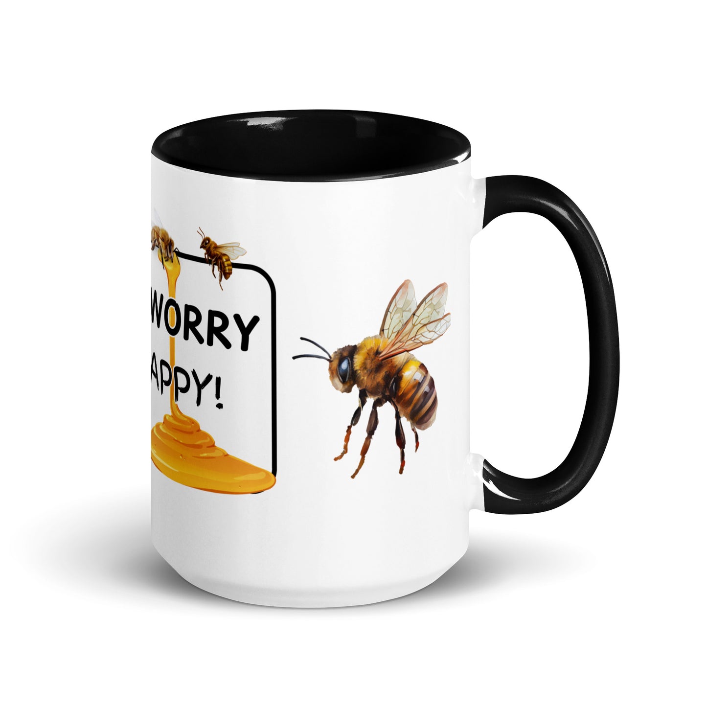 15 Oz Bee Mug with Black Interior Color