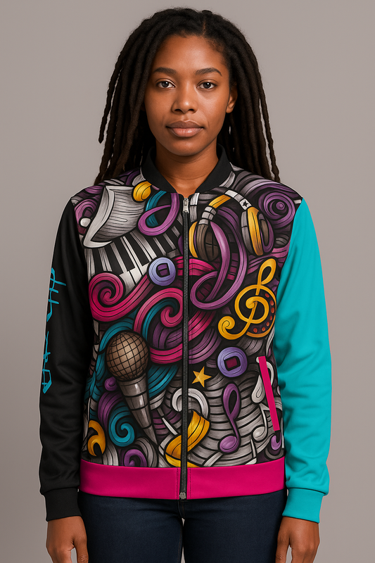 Rhythmic Vibes Bomber Jacket  🎶🔥