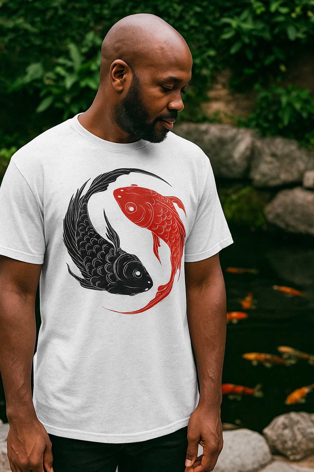 Yin Yang ☯️ Koi Fish Short Sleeve Graphic T-shirt