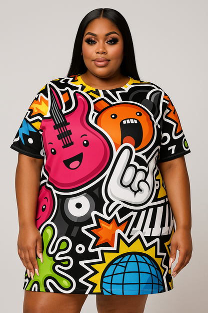 Oversized Graphic T-shirt Dress