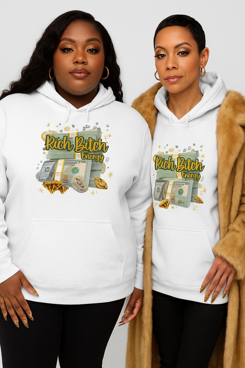 Rich Bitch Energy Eco Raglan Hoodie