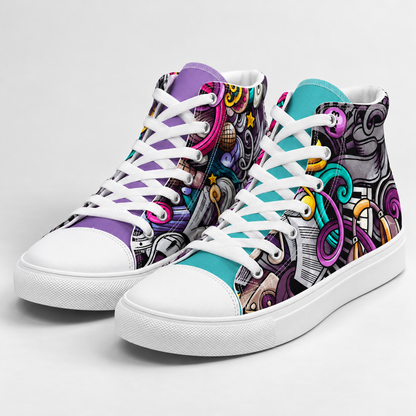 Rhythmic Vibes High Top Women's Canvas Sneakers