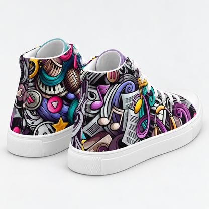 Rhythmic Vibes High Top Women's Canvas Sneakers