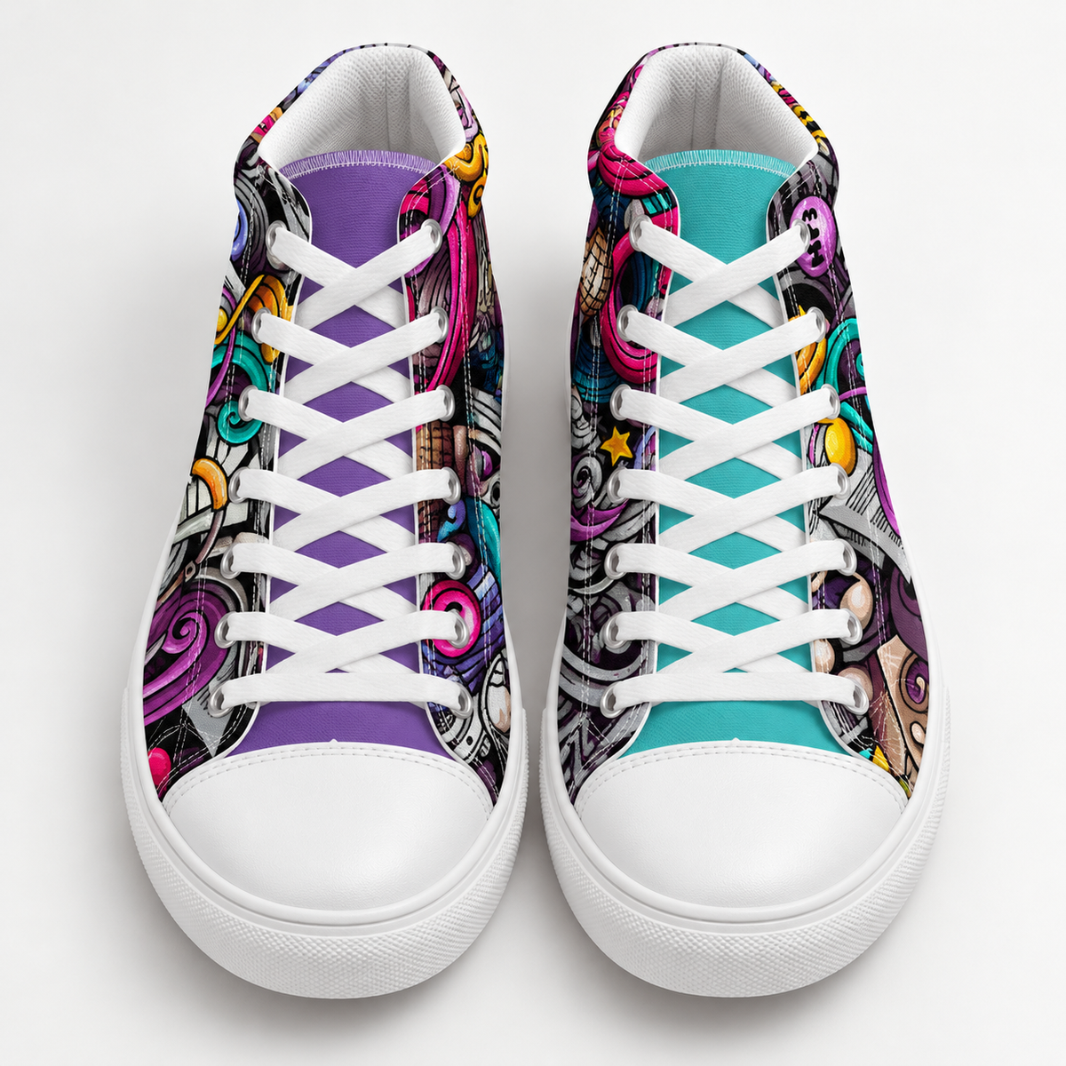 Rhythmic Vibes High Top Women's Canvas Sneakers
