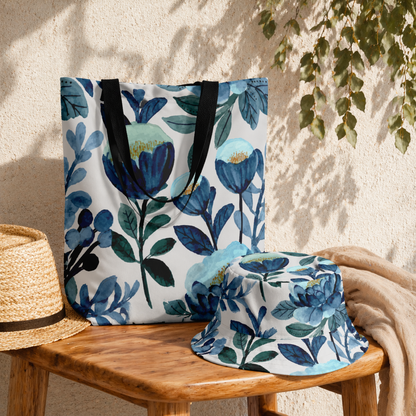 Blu Hue Floral Tote Bag  16″×20″