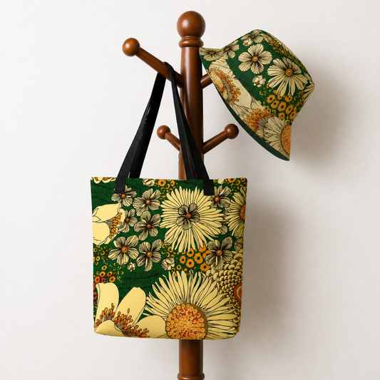 Bundle Deal: Vintage Bloom Tote Bag + Bucket Hat