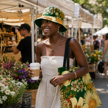 Bundle Deal: Vintage Bloom Tote Bag + Bucket Hat