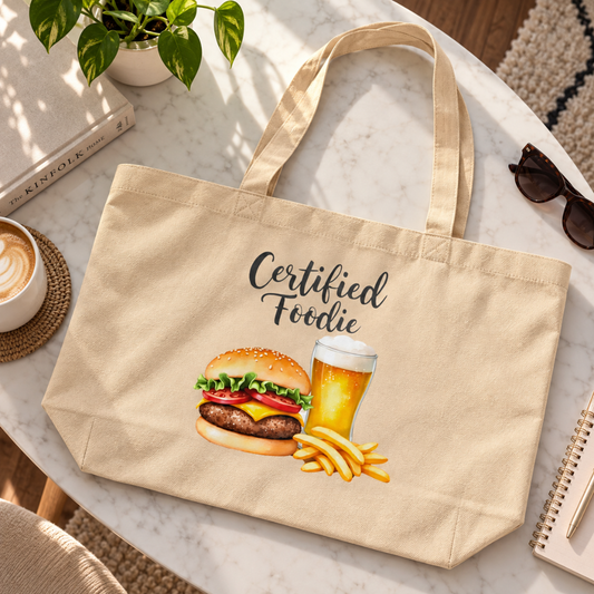 ‘Certified Foodie’ Organic Cotton Essential Tote Bag