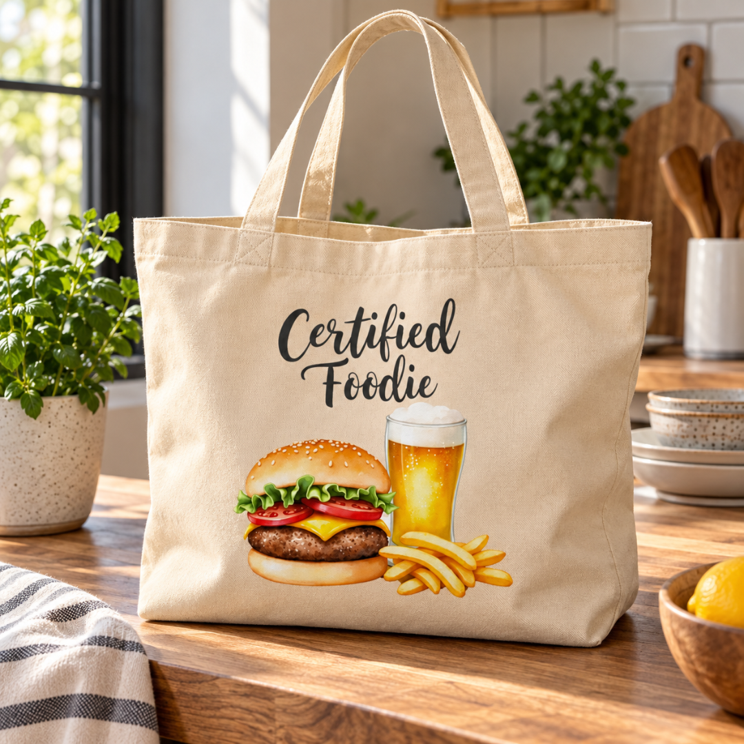‘Certified Foodie’ Organic Cotton Essential Tote Bag