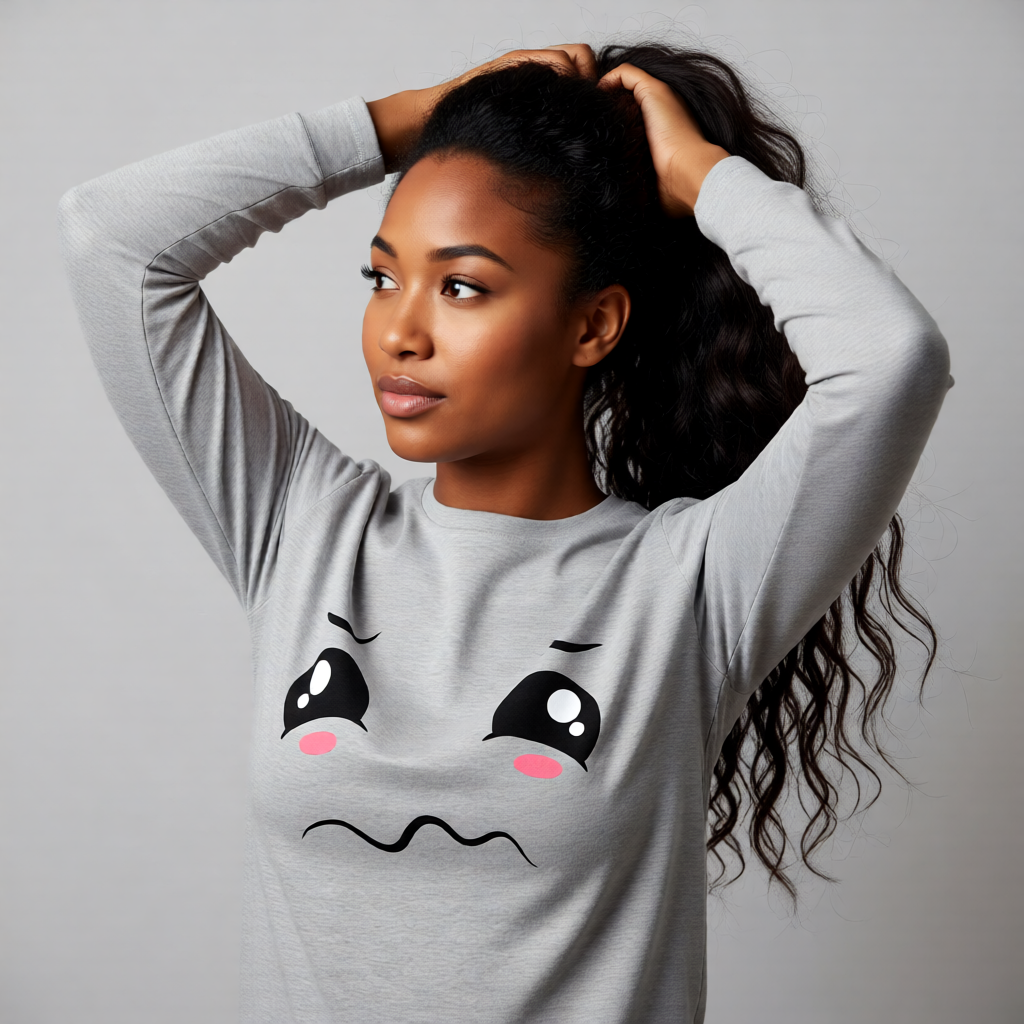 Kawaii Emoji Long Sleeve Women's T-shirt