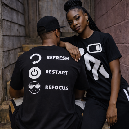 'Refresh Restart Refocus' Unisex Motivational T-shirt