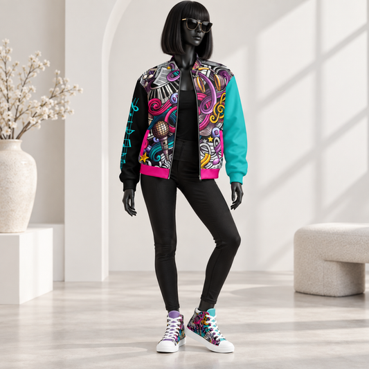 Rhythmic Vibes Women's Lightweight Bomber Jacket