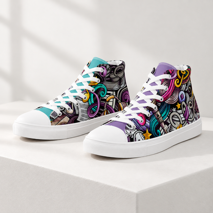 Rhythmic Vibes High Top Women's Canvas Sneakers