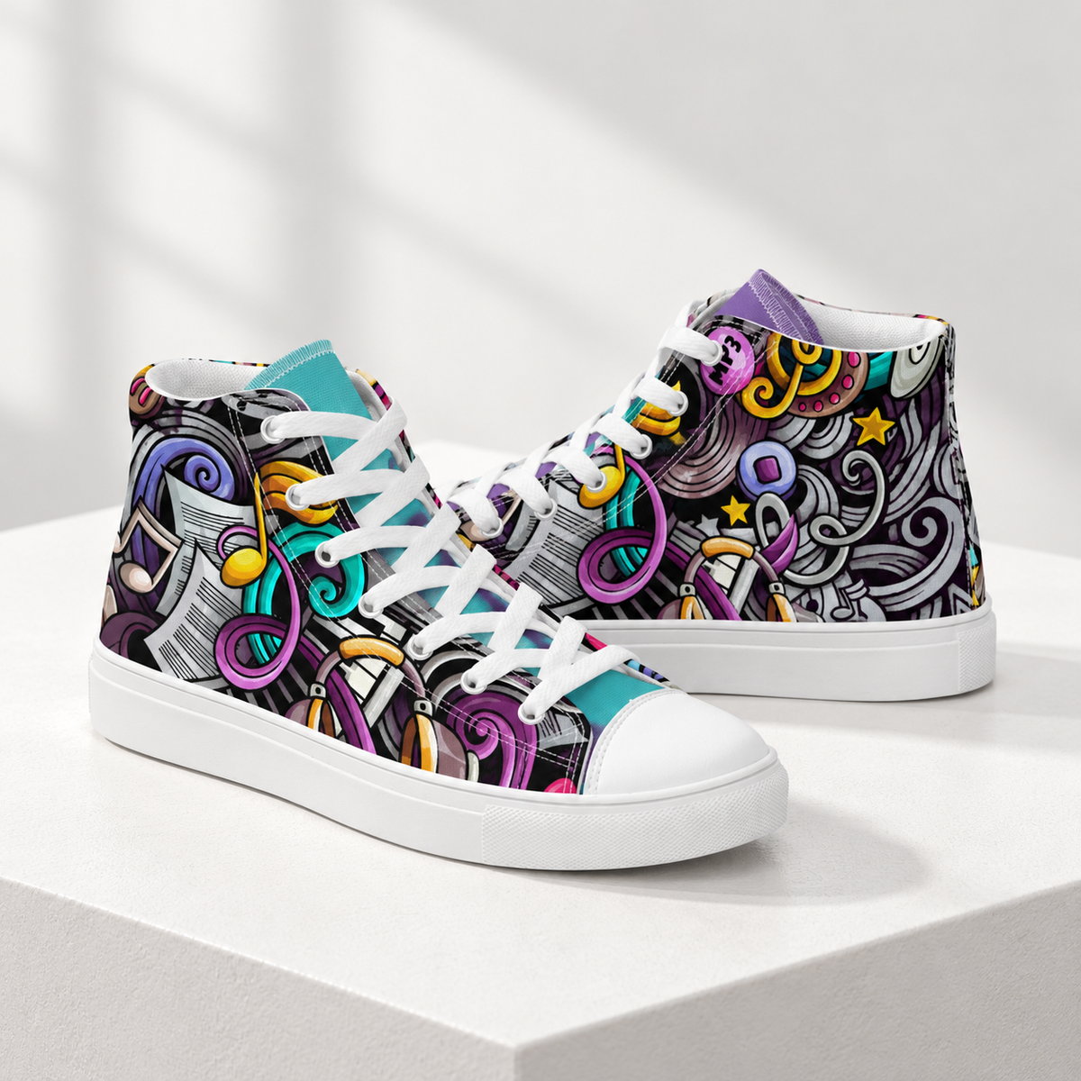 Rhythmic Vibes High Top Women's Canvas Sneakers