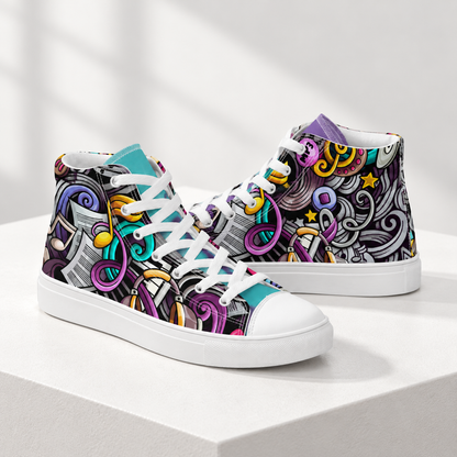 Rhythmic Vibes High Top Women's Canvas Sneakers