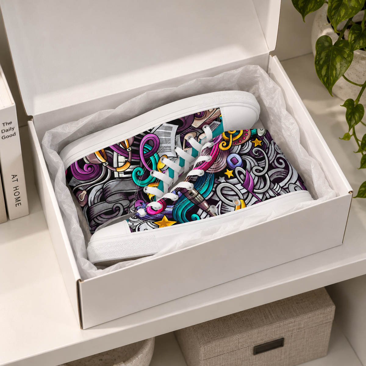Rhythmic Vibes High Top Women's Canvas Sneakers