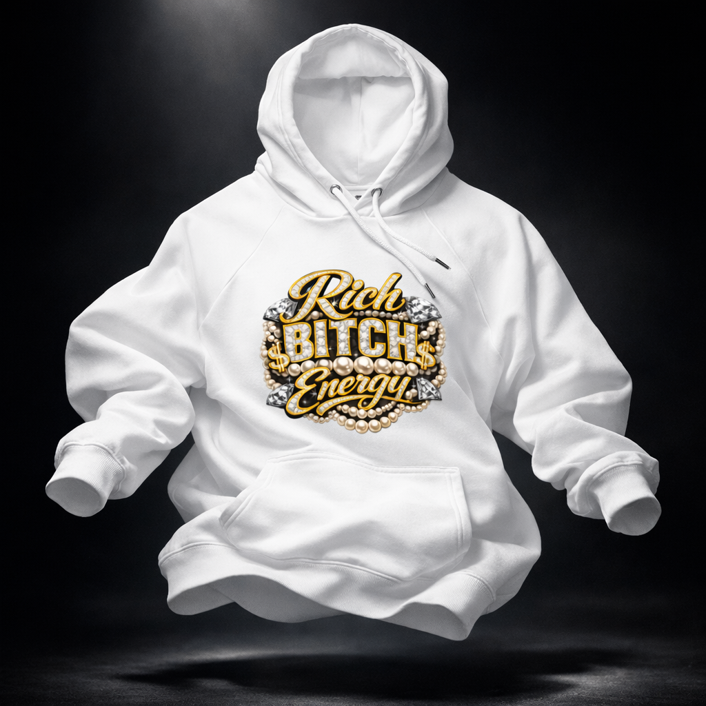 ‘Rich Bitch Energy’ Eco Raglan Hoodie