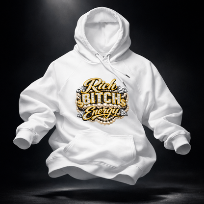 ‘Rich Bitch Energy’ Eco Raglan Hoodie