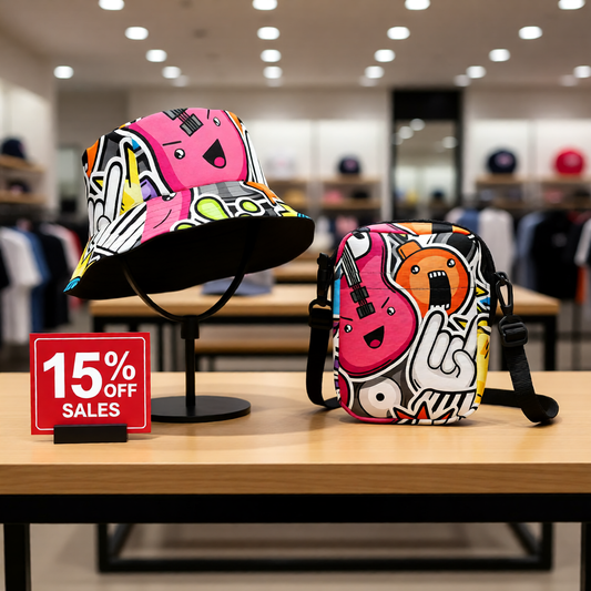 Eclipse Reversible Bucket Hat + Rockstar Adjustable Crossbody Sling