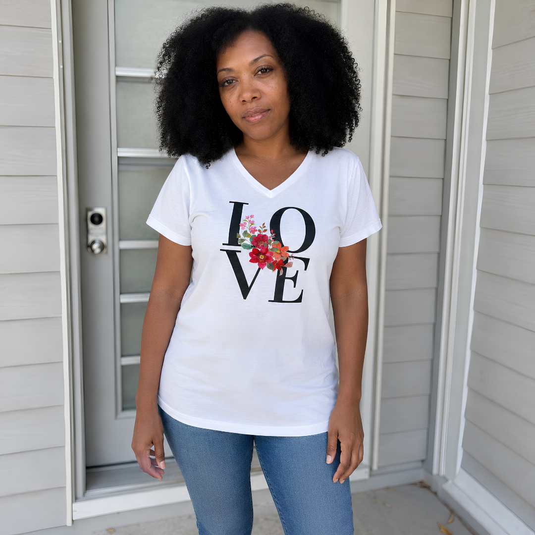 Love Women's Relaxed V-Neck T-shirt