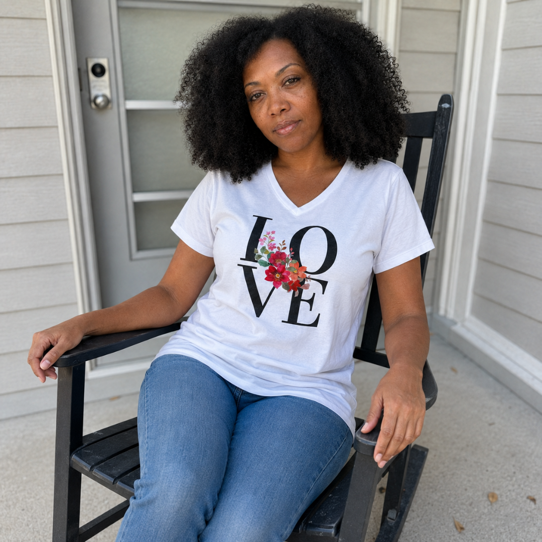Love Women's Relaxed V-Neck T-shirt