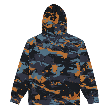 Camo Drawstring Zipper Hoodie w/ Pockets