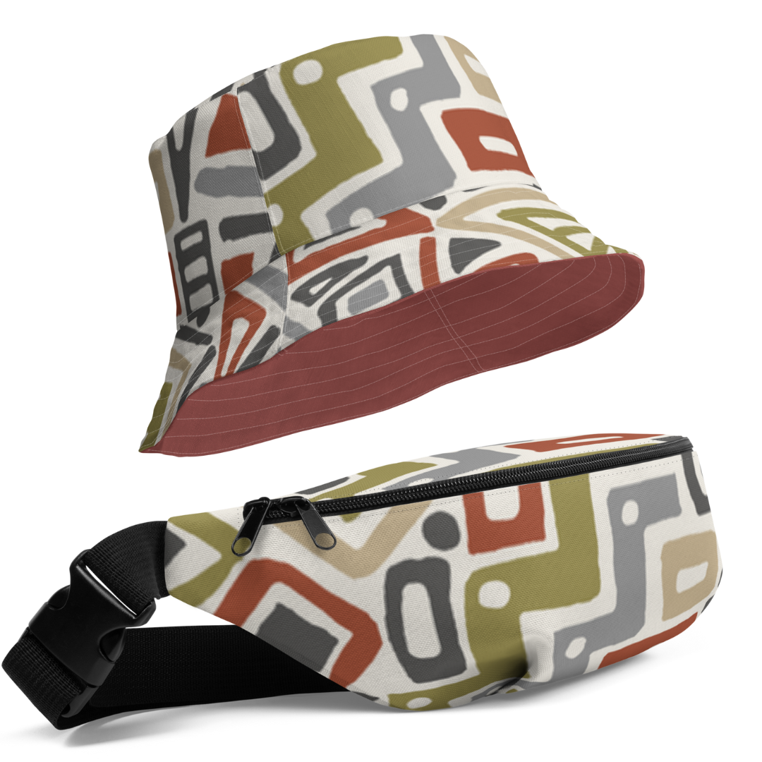 Bundle #6 Roof Terracotta Moisture Wicking Bucket Hat + Adjustable Fanny Pack Waist Bag
