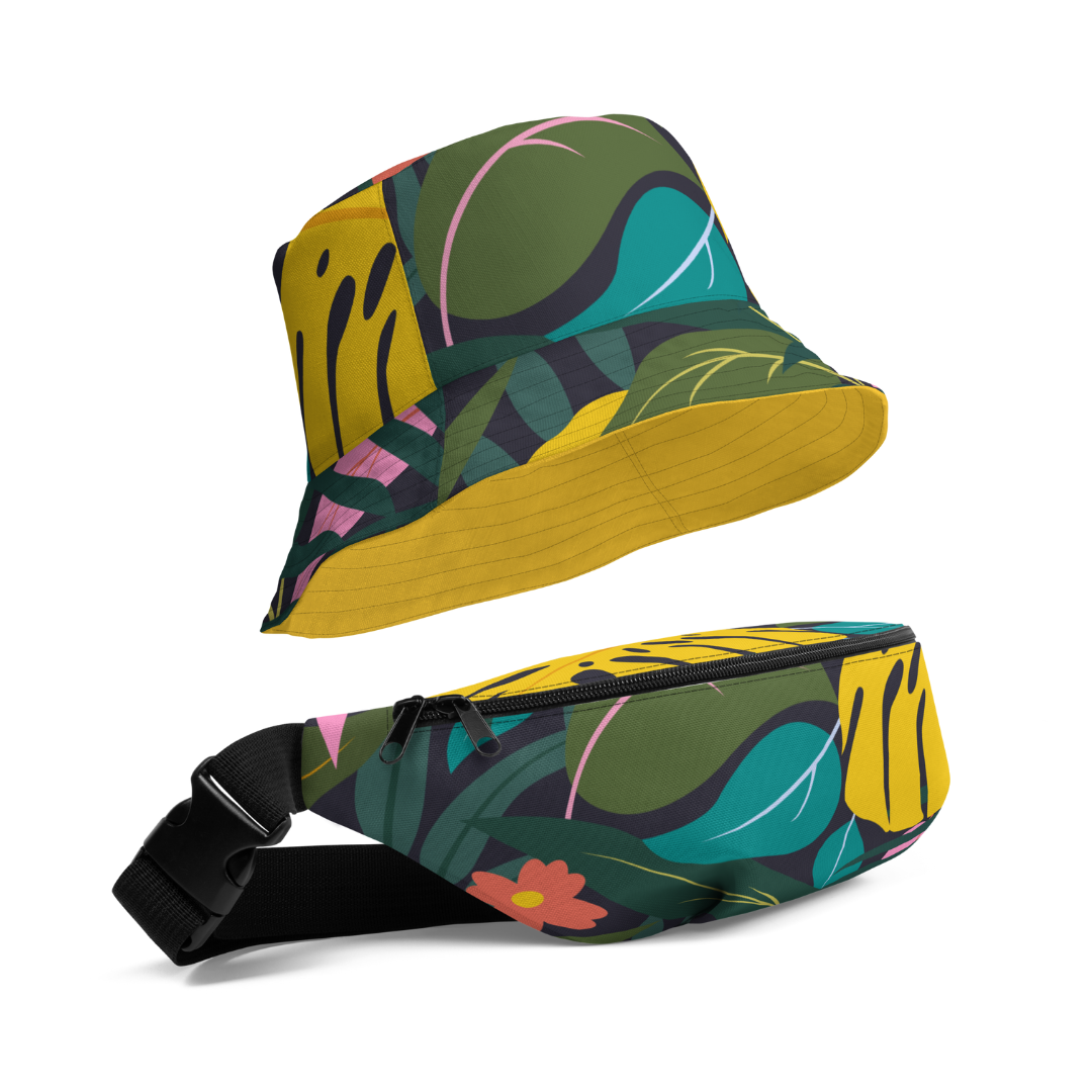 Bundle Deal: Jungle Reversible Bucket Hat + Fanny Pack Waist Bag