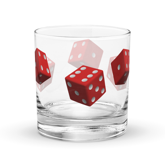 Dice Roll Rocks Glass 10.5 oz