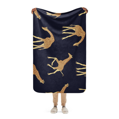 Midnight Blue Giraffe Sherpa Blanket 37″×57″