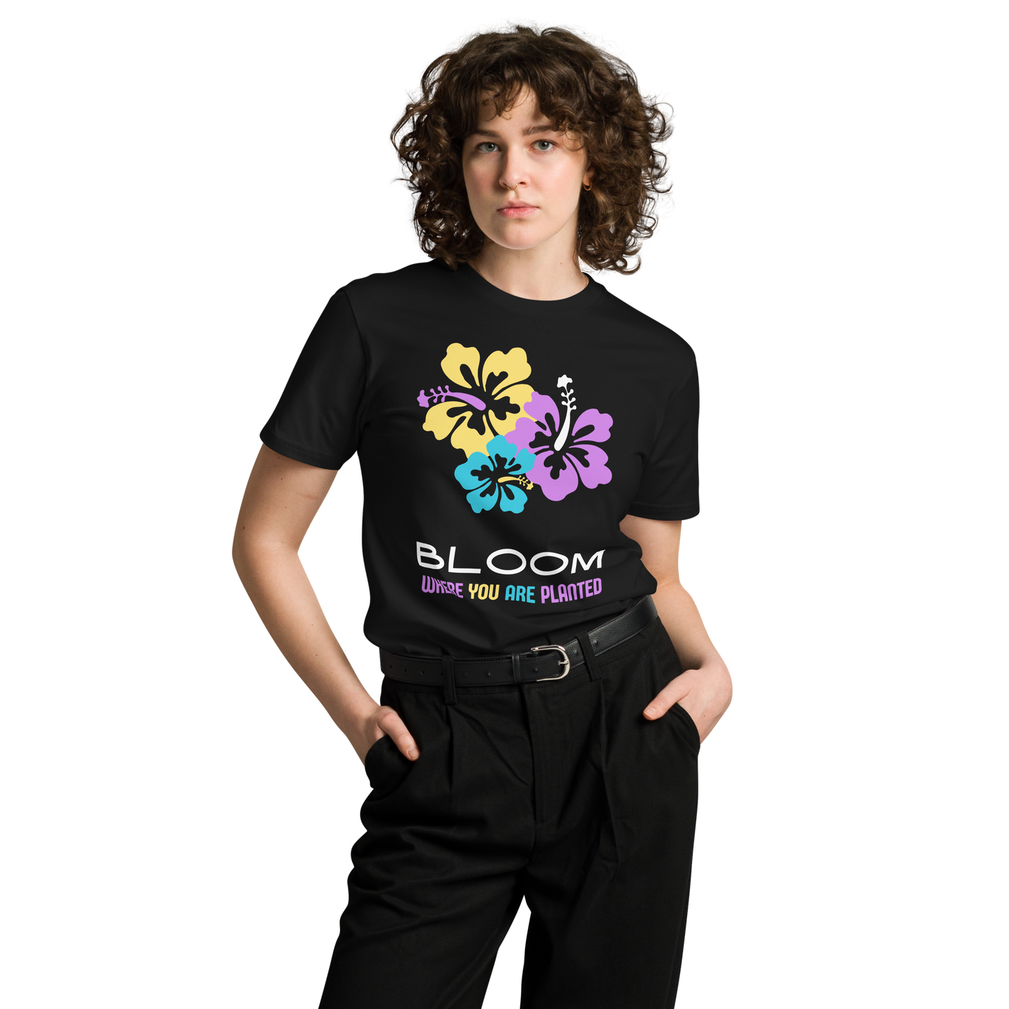 'Bloom where you are planted' Inspirational Hibiscus T-shirt