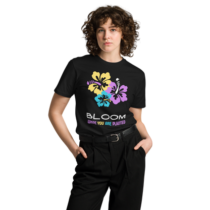 'Bloom where you are planted' Inspirational Hibiscus T-shirt