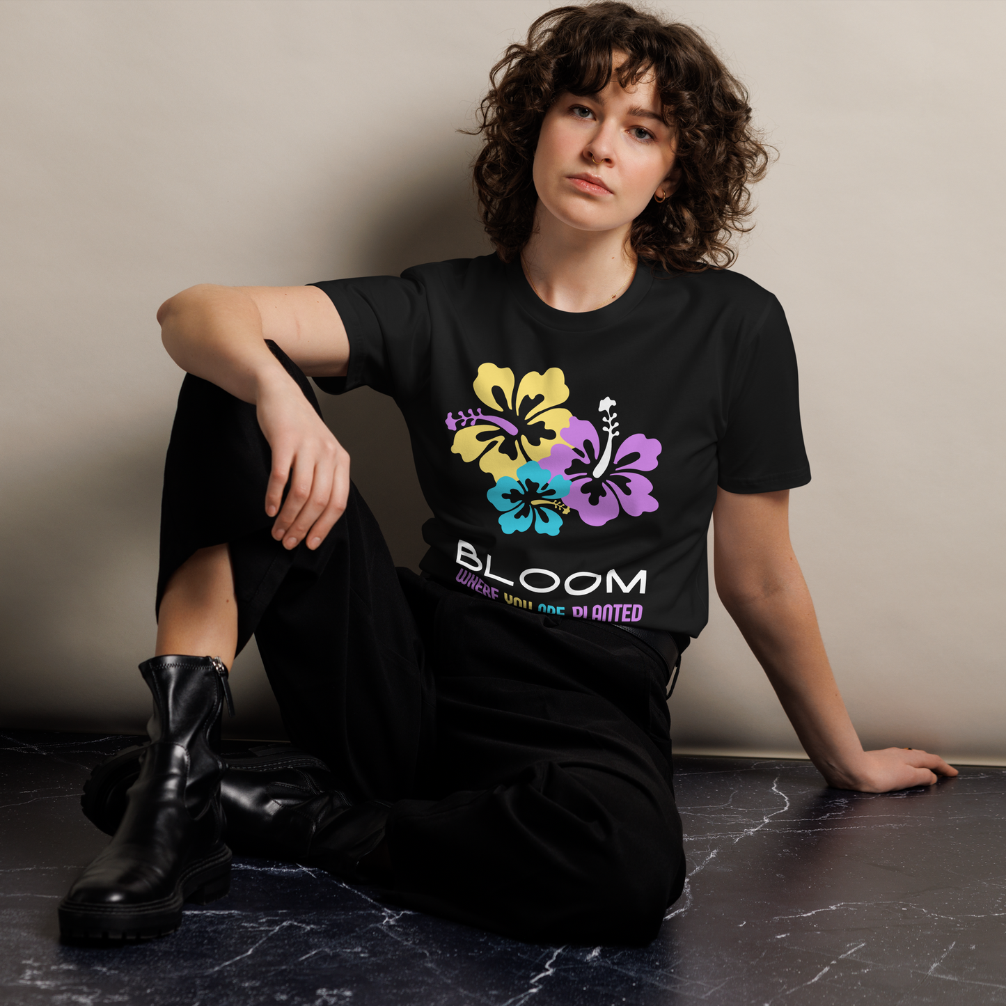 'Bloom where you are planted' Inspirational Hibiscus T-shirt