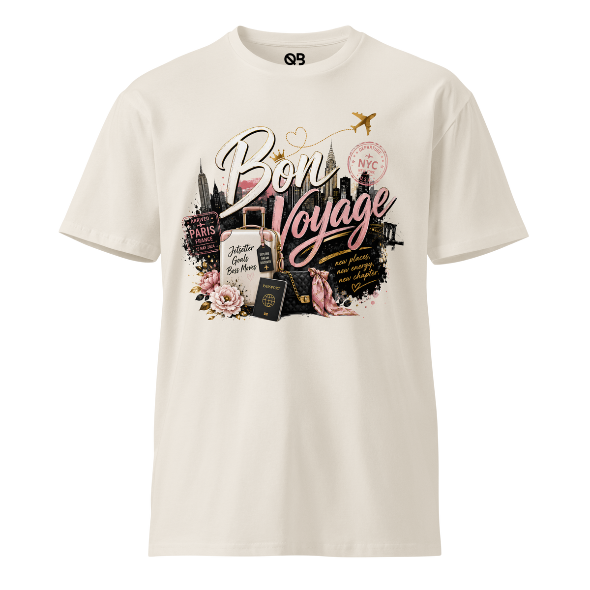 Bon Voyage women's travel graphic T-shirt front view