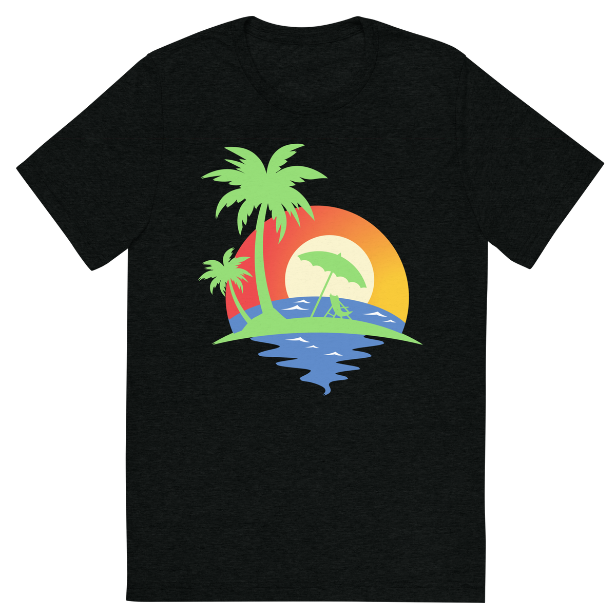 Sunsets and Palm Trees graphic T-shirt front view