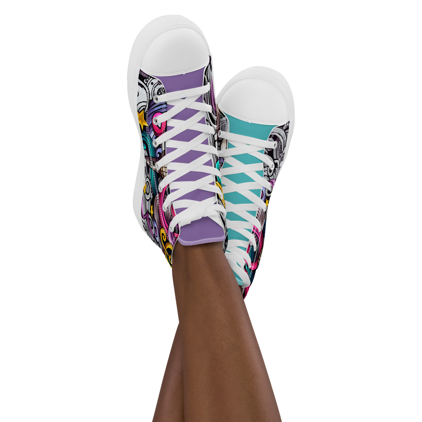 Rhythmic Vibes 🎶 High Top Canvas Women's Sneakers