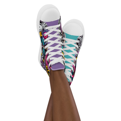 Rhythmic Vibes 🎶 High Top Canvas Women's Sneakers