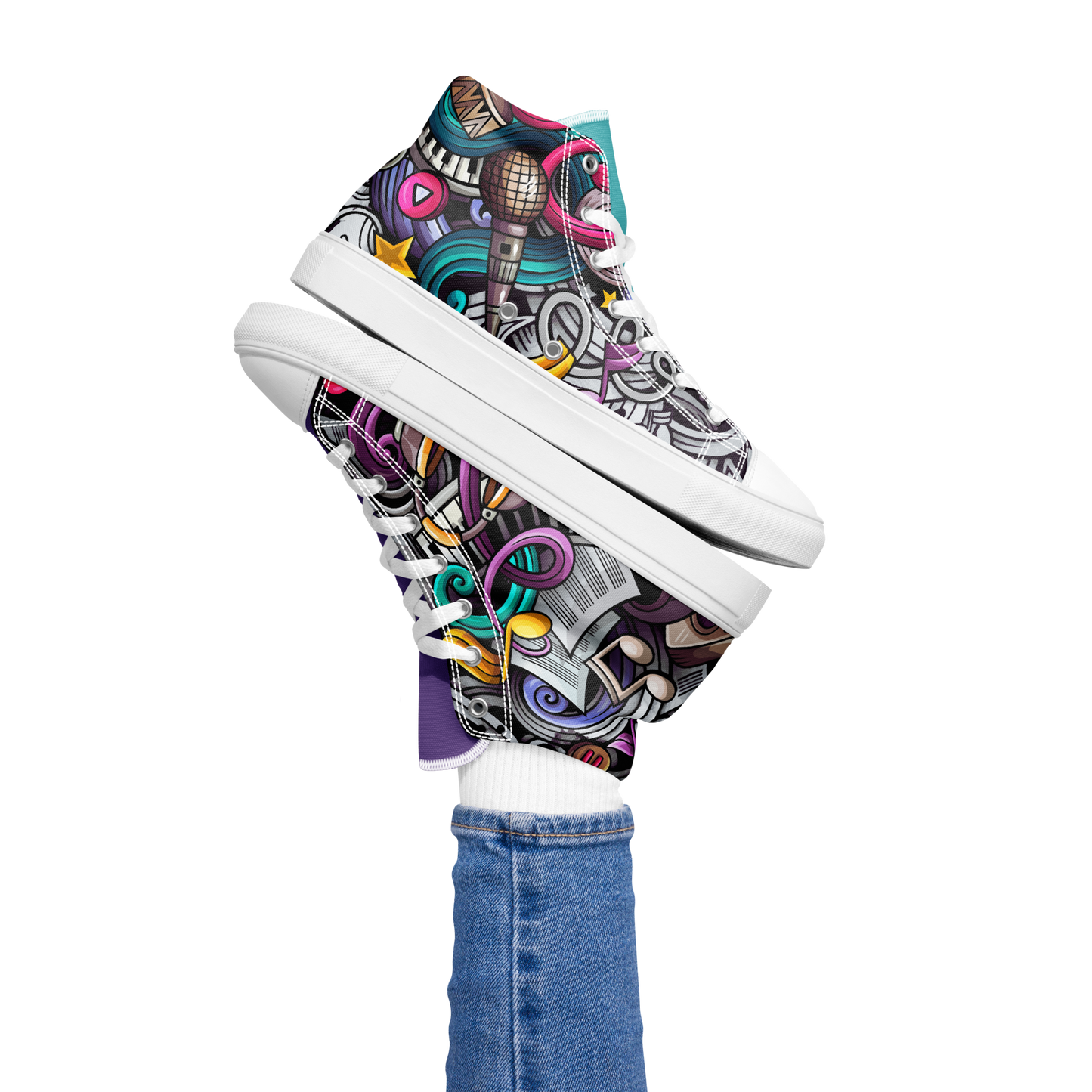 Rhythmic Vibes 🎶 High Top Canvas Women's Sneakers