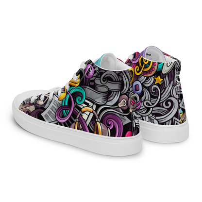 Rhythmic Vibes 🎶 High Top Canvas Women's Sneakers