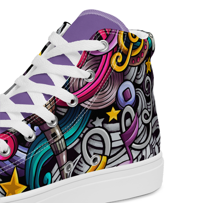 Rhythmic Vibes 🎶 High Top Canvas Women's Sneakers