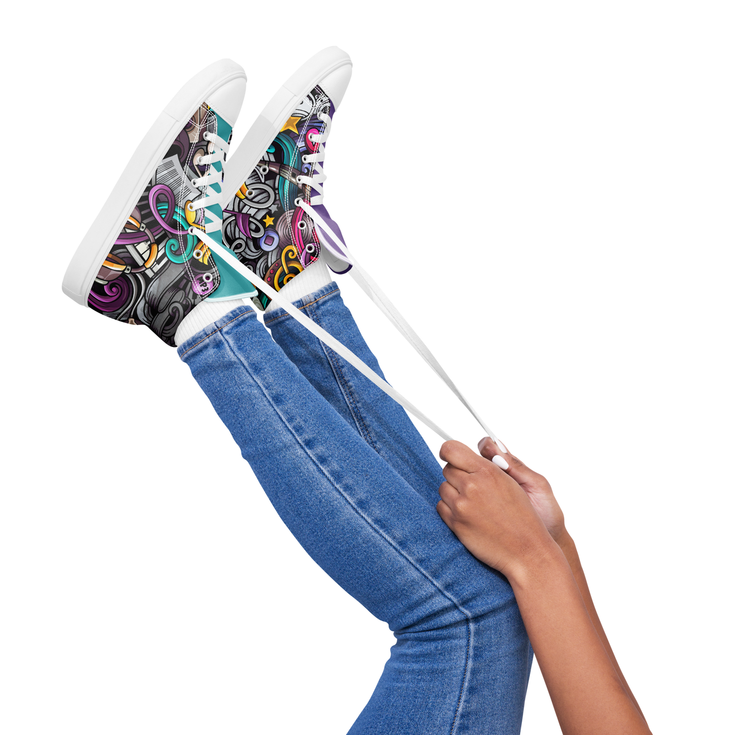 Rhythmic Vibes 🎶 High Top Canvas Women's Sneakers