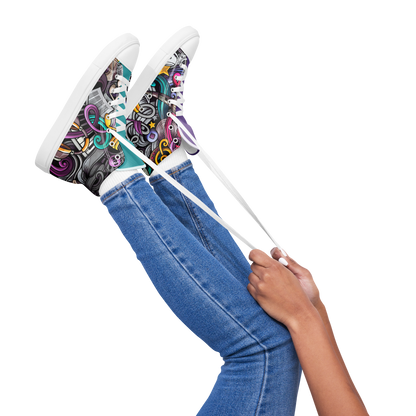 Rhythmic Vibes 🎶 High Top Canvas Women's Sneakers