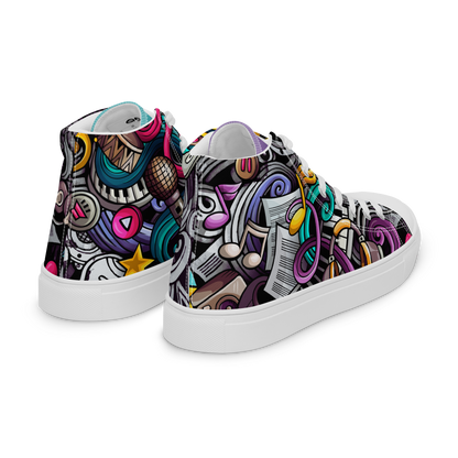 Rhythmic Vibes 🎶 High Top Canvas Women's Sneakers